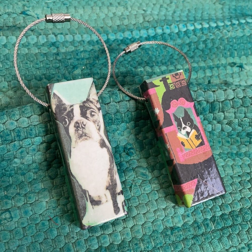 1 Handmade Jenga keychain Boston terrier